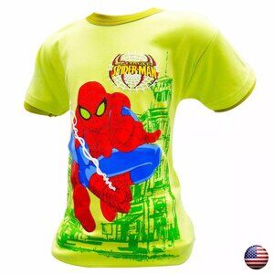 NWT SPIDER-MAN SUPERHEROE KIDS GREEN CREW NECK SHORT SLEEVE T-SHIRT SIZE 14